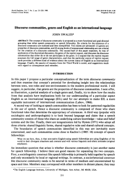 Discourse communities, genres and English as an international