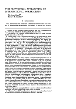 Provisional Application of International Agreements, The