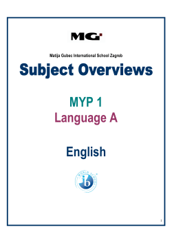 MYP 1 Language A English - Osnovna &scaron;kola Matije Gupca Matija