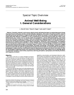 Animal Well-Being I. General Considerations