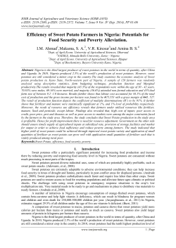 Efficiency of Sweet Potato Farmers in Nigeria: Potentials for Food