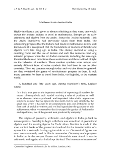 Mathematics in Ancient India Highly intellectual and given to