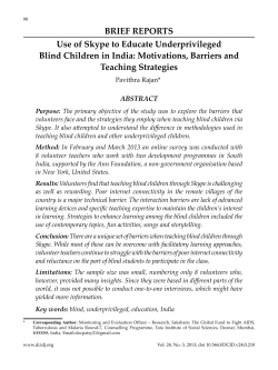 Use of Skype to Educate Underprivileged Blind Children in India