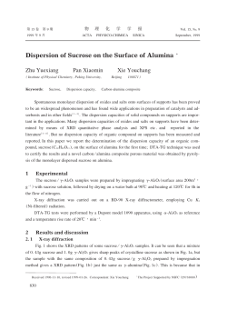 Dispersion of Sucrose on the Surface of Alumina `