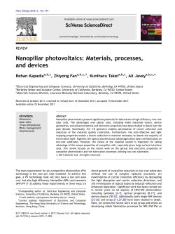 Nanopillar photovoltaics Materials, processes, and devices