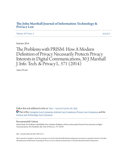 The Problems with PRISM: How A Modern Definition of Privacy
