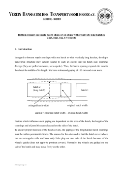 Bottom repairs on single hatch ships or on ships with relatively