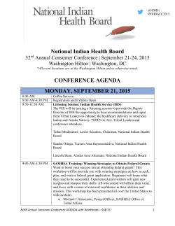 National Indian Health Board CONFERENCE AGENDA MONDAY