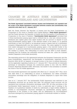 CHANGES IN AUSTRIA`S RUBIK AGREEMENTS WITH