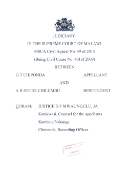 JUDICIARY IN THE SUPREME COURT OF MALAWI