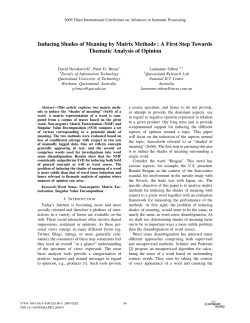 Inducing Shades of Meaning by Matrix Methods : A First Step