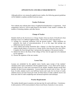 APPLIED PIANO AND ORGAN REQUIREMENTS Although policies