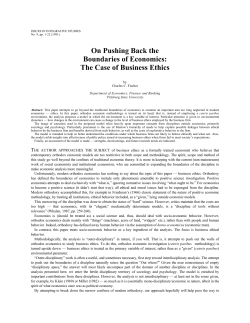 On Pushing Back the Boundaries of Economics