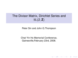 The Divisor Matrix, Dirichlet Series and SL(2,Z)