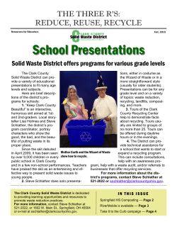 Teacher Newsletter Fall 2015 - Clark County Solid Waste District