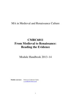 CMRC6011 From Medieval to Renaissance