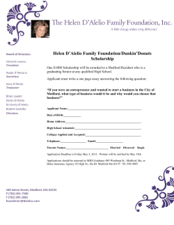 Helen D`Alelio Family Foundation/Dunkin`Donuts Scholarship
