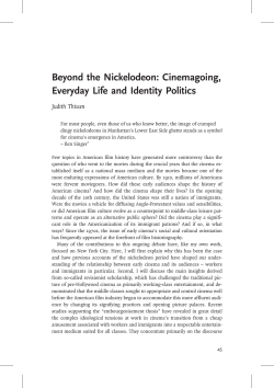 Beyond the Nickelodeon: Cinemagoing, Everyday Life and Identity