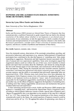 HYPNOSIS AND THE ALTERED STATE DEBATE: SOMETHING