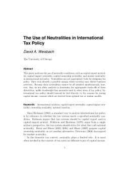 The Use of Neutralities in International Tax Policy
