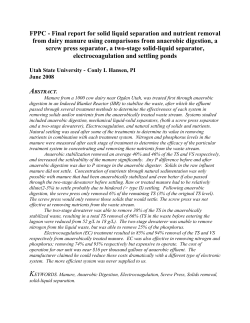 FPPC Final Report for Solid Liquid separation and Nutrient Removal