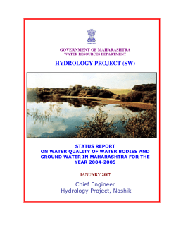 Status Report on Water Quality of Water Bodies and ground water in