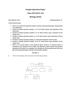 Sample Question Paper Class XII (2015-16) Biology