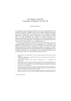 The `Drama` of the EEA Comments on Opinions 1/91 and 1/92
