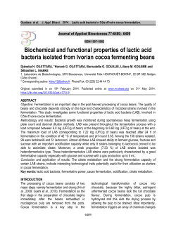 Biochemical and functional properties of lactic acid bacteria isolated