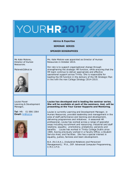 Meet the Speakers - Trinity College Dublin