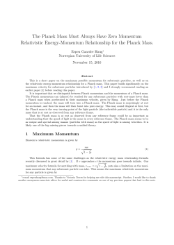 The Planck Mass Must Always Have Zero Momentum