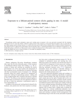 Exposure to a lithium-paired context elicits gaping in rats: A model of