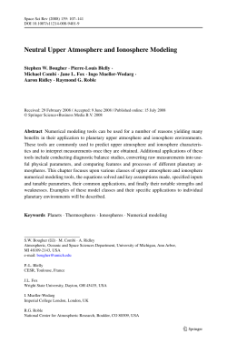 Neutral Upper Atmosphere and Ionosphere Modeling