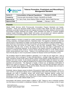 Tetanus Prevention, Prophylaxis and Wound/Injury Management