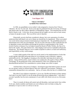 Self Control - Secular Jewish Ceremonies