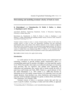 Determining and modeling terminal velocity of fruits in