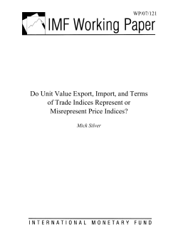Do Unit Value Export, Import, and Terms of Trade Indices
