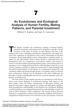 An Evolutionary and Ecological Analysis of Human Fertility, Mating