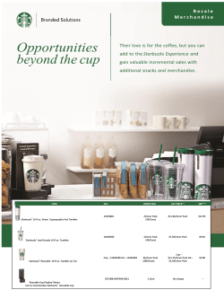 ITEM SKU ORDER SIZE LIST PRICE** SRP*** Starbucks® 16 fl oz