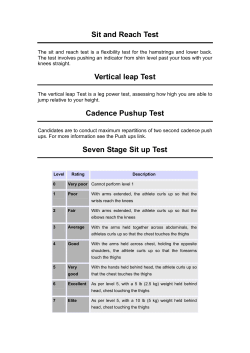 Sit and Reach Test Vertical leap Test Cadence Pushup
