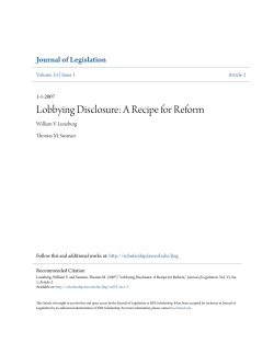 Lobbying Disclosure: A Recipe for Reform