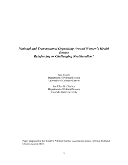 National and Transnational Organizing Around Women`s Health
