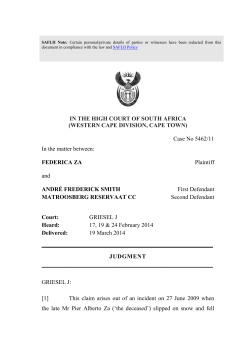IN THE HIGH COURT OF SOUTH AFRICA