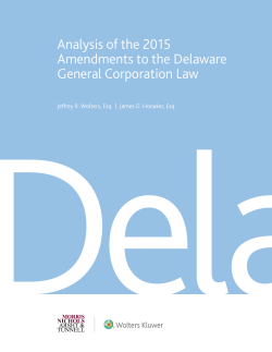 Analysis of the 2015 Amendments to the Delaware General