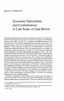 Economic Nationalism and Confederation: A Case Study in Cape