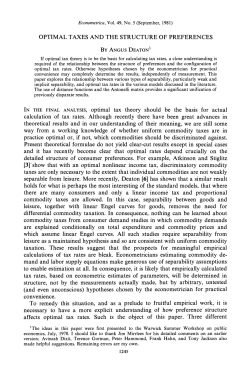 Optimal Taxes and the Structure of Preferences