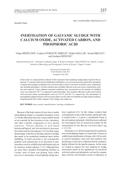 INERTISATION OF GALVANIC SLUDGE WITH CALCIUM OXIDE