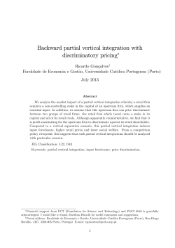Backward partial vertical integration with discriminatory pricing&lowast;