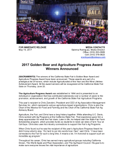 2017 Golden Bear and Agriculture Progress Award