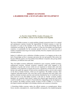 HIDDEN ECONOMY A BARRIER FOR A SUSTAINABLE